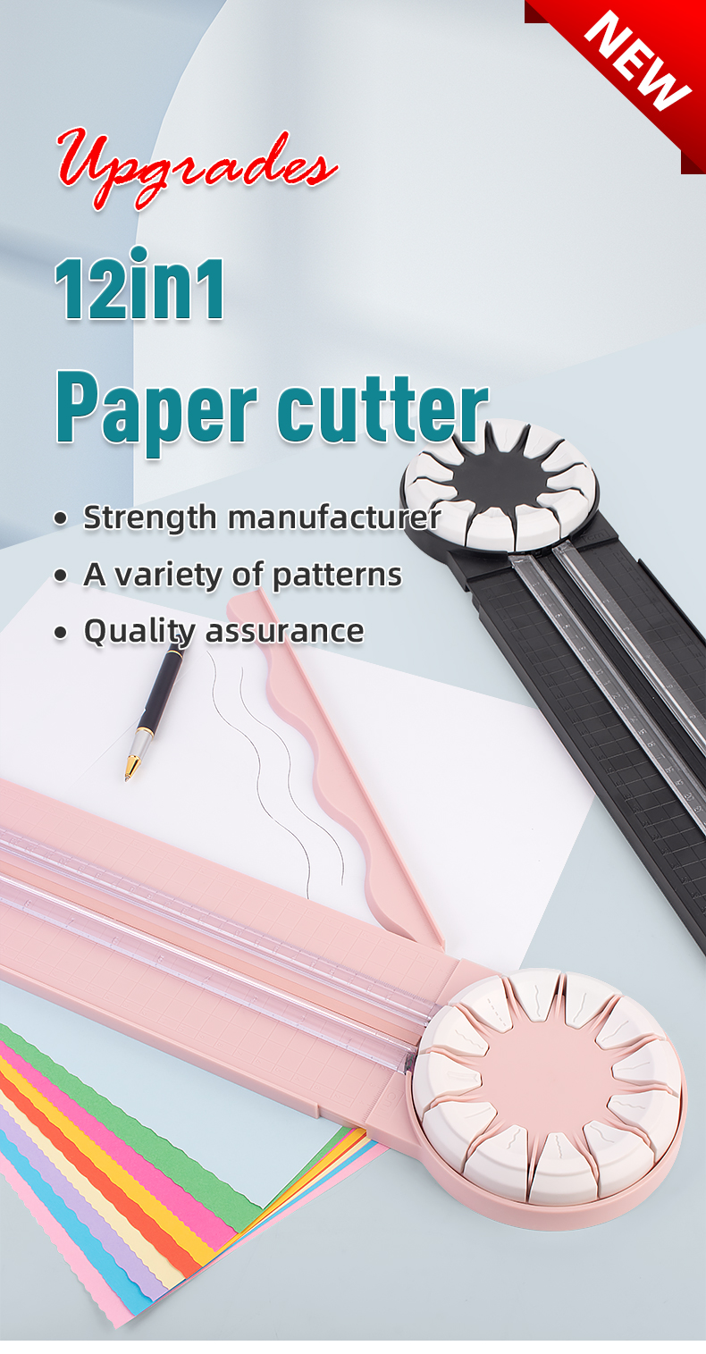 12 Functions Pink Paper Cutter for DIY Crafts and Circle Trimming A Must-Have Tool