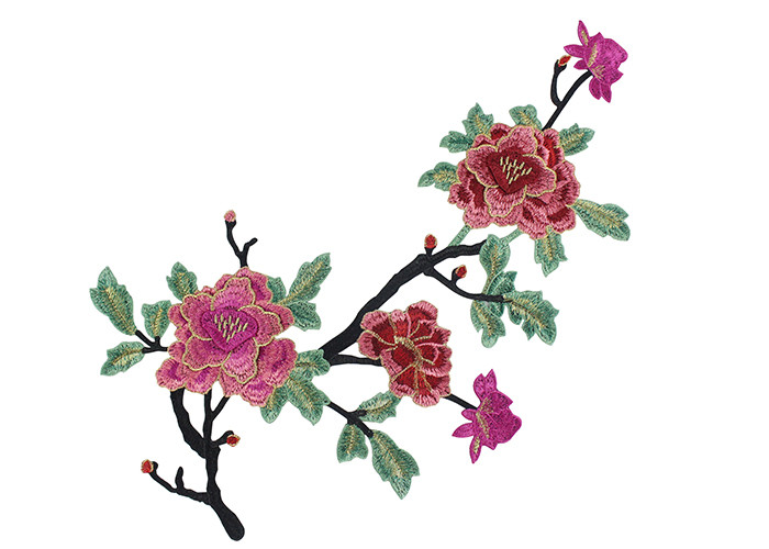 Water Soluble Crochet 3D Flower Embroidered Applique Patches for Clothes and Dress
