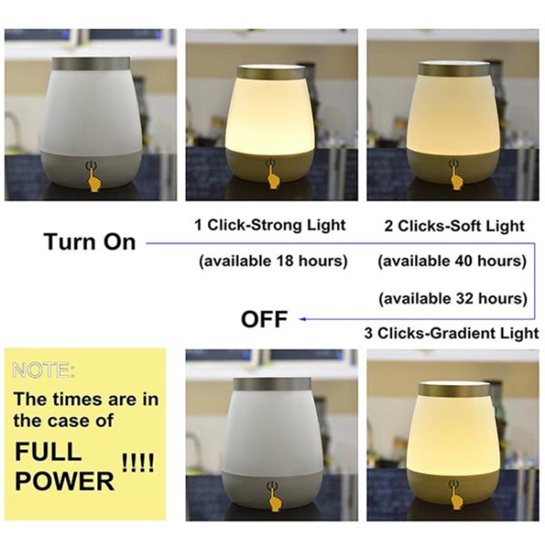 Rechargeable Modern Bedside Lamps , Dimmable 2 In 1 Vase Table Lamp With Touch Sensor