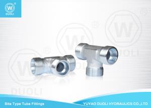 Wholesale Hydraulic Metric Thread Bite Type Tube Fitting Equal Tees , Carbon Steel Compression Fittings from china suppliers