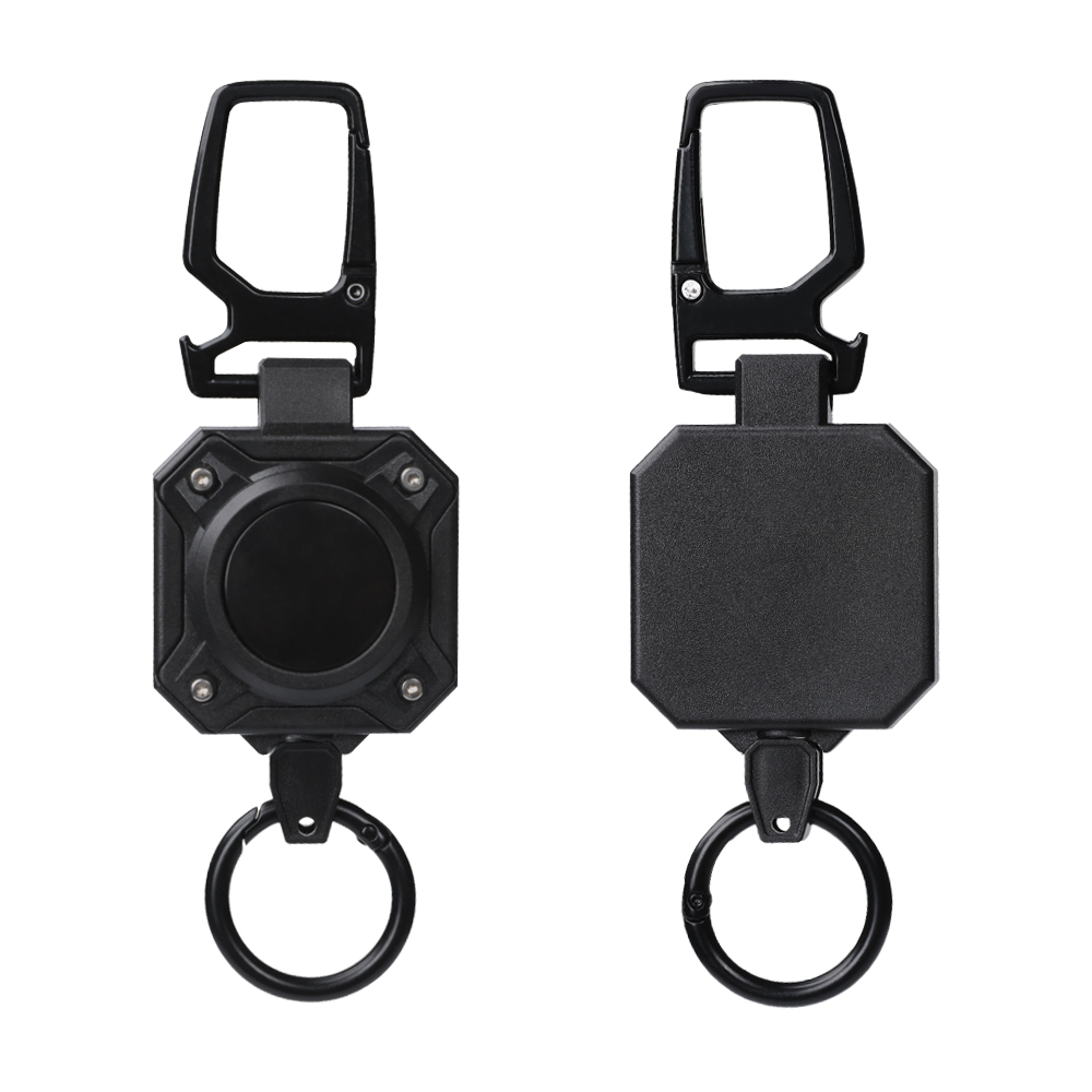 Deyi Badge Reel Impact Resistance ID Badge Reels Wire Rope Key Ring Aluminum Ring Carbon Fiber-Texture