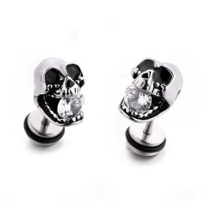 Wholesale Stainless Steel jewelry punk style polished skull head stud earrings from china suppliers