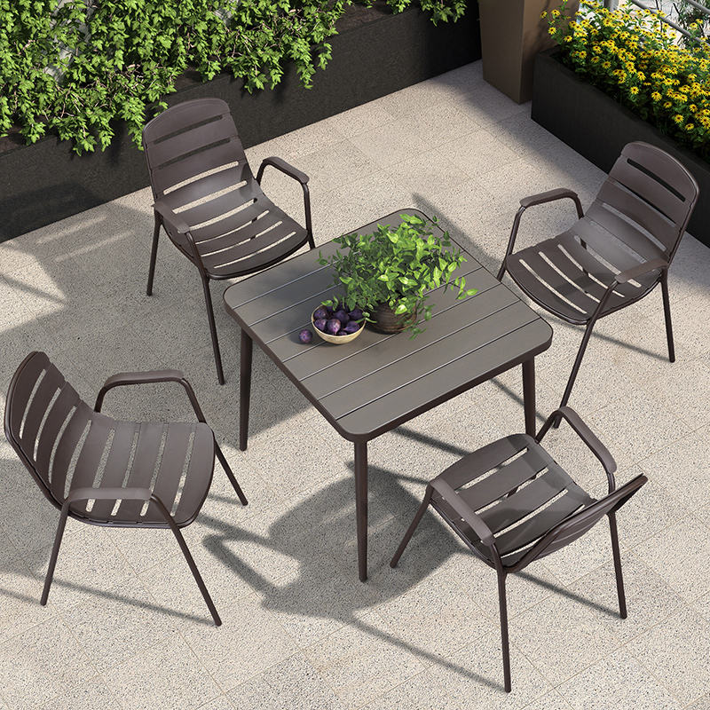 Uv Proof Iron Chair Unfolded Aluminum Outdoor Metal Table And Chairs