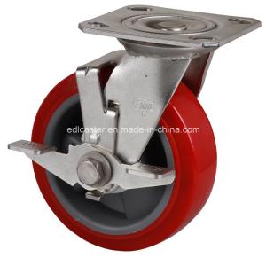Wholesale Red Color Stainless 6&quot; 270kg Plate Brake TPU Caster S7126-85 for Caster Application from china suppliers