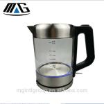 1.5L Blue LED lighting Clear Glass Electric Glass Tea Kettle Stainless Steel