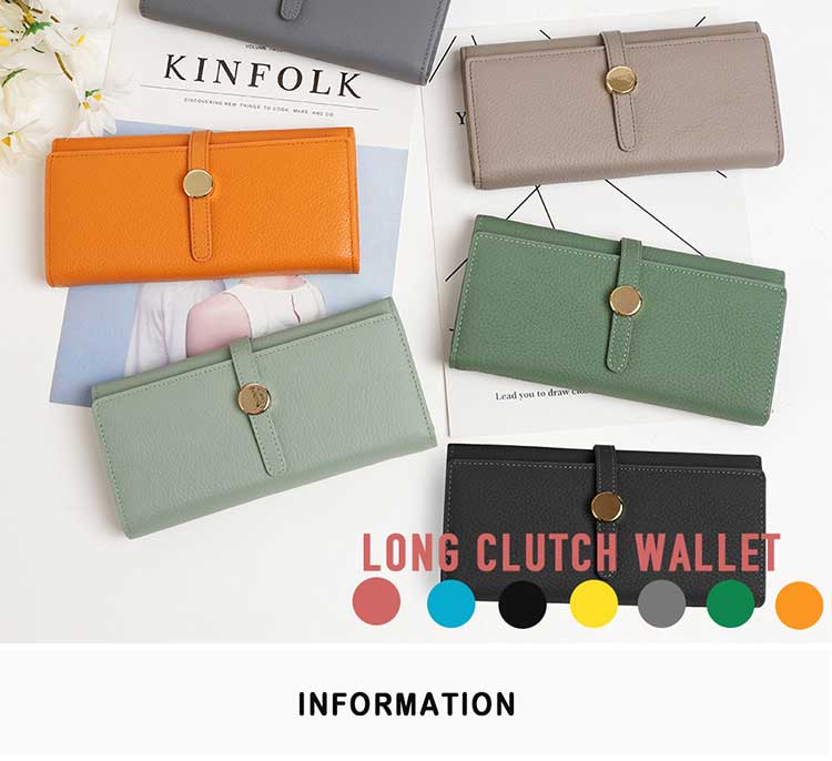 Minibook Genuine Leather Ladies Long Wallet with Custom Logo Zipper and Card Holder
