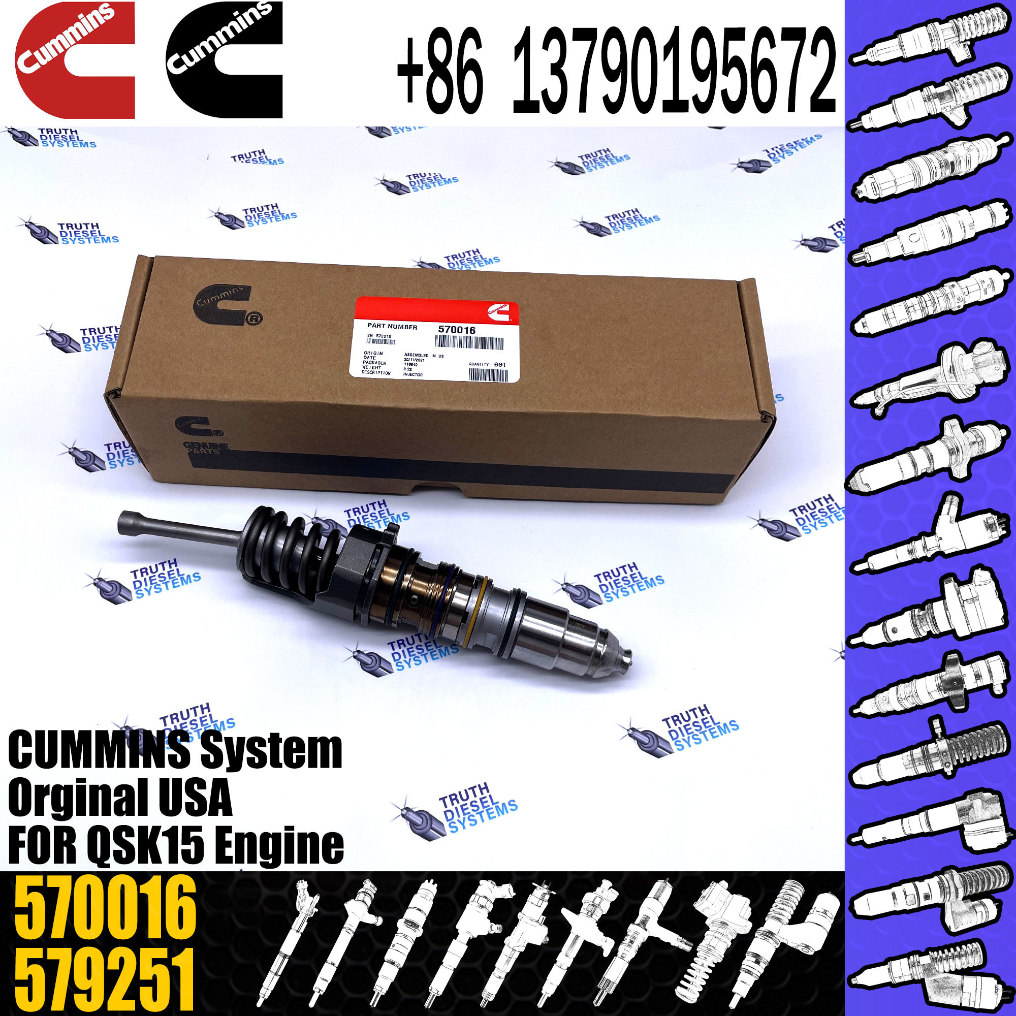 1521978 4076963 Diesel Fuel Injector 4903028 570016 For CUMMINS SCANIA ISX DT12 02HPI QSX15 Engine