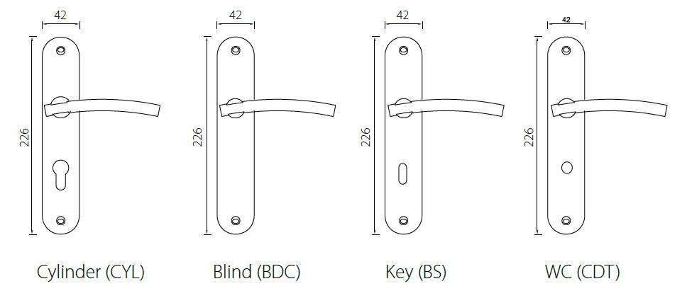 backplates of Cheap stainless steel door handle suited for 70-80mm mortice lock center