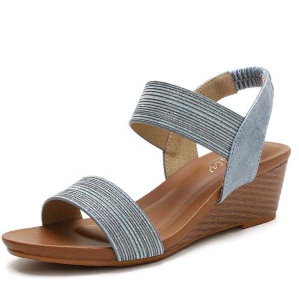 BS043 Sandals Women2020 Summer New Sandals Casual Fashion Word Belt Mid-Slope