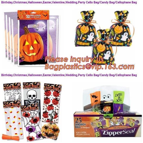 Easter Wedding Halloween Opp Printing Packing Christmas Candy Bag,Halloween Food