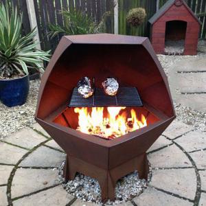 Wholesale Decahedron Corten Steel BBQ Grill Outdoor Fire Pit And Barbecue Grill from china suppliers