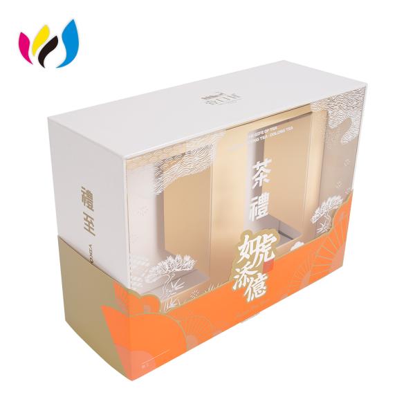 Custom High Grade Tea Gift Box With Clear Pvc Window Printing Paper Box With Sleeve And Insert Packaging
