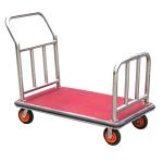 Stainless Steel Hotel Display Stand Luggage Trolley With Full Wrap Around Bumper
