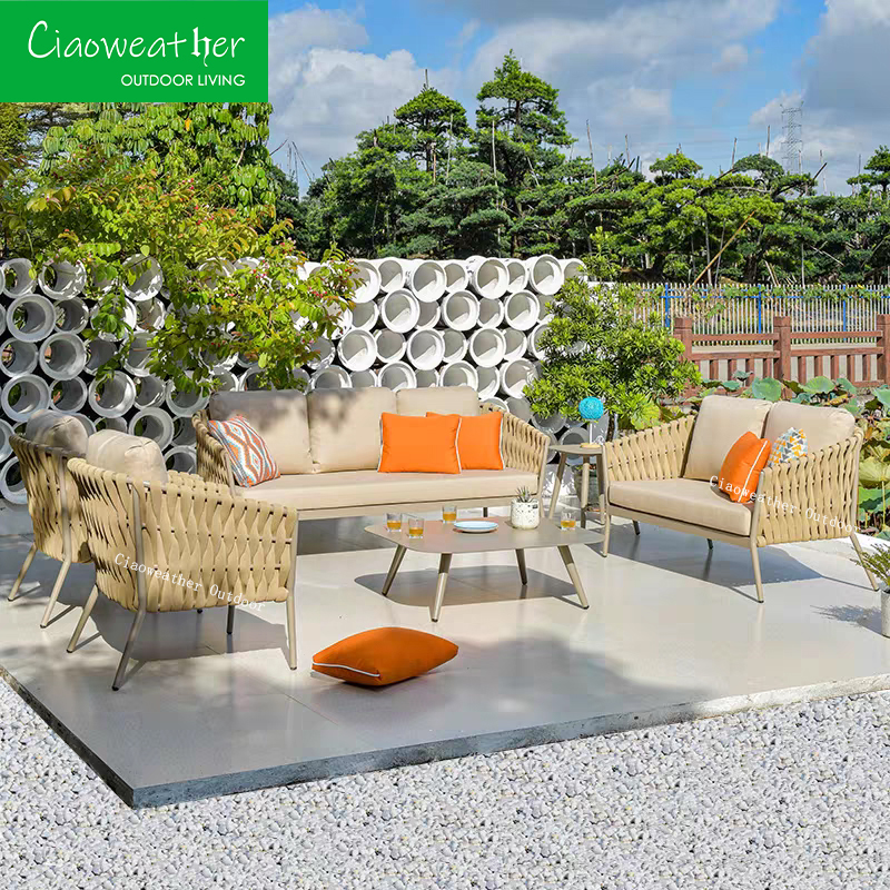 Outdoor Furniture Weaving Sectional Rattan Garden Sofa Set for Hotel Restaurant Banquet and Home