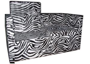 Wholesale Zebra Style PU Salon Waiting Chairs 2 Seat With Painting Steel Foot , 53cm Depth from china suppliers