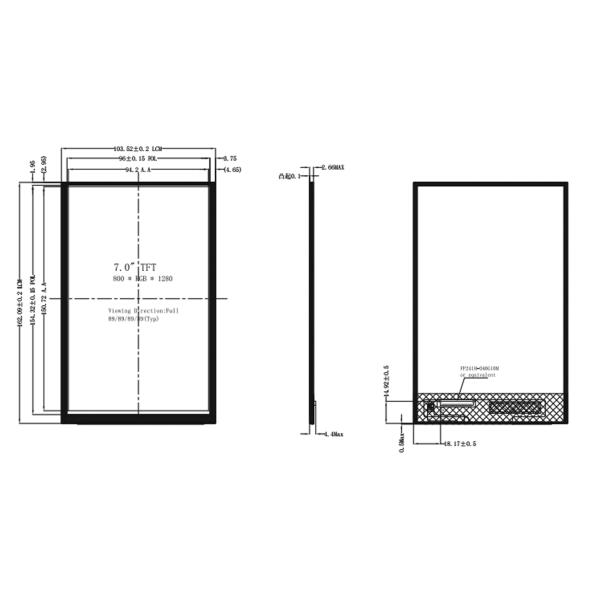 7 Inch IPS TFT LCD Screen 800x1280 HD MIPI Interface Optional Custom Touch Screen