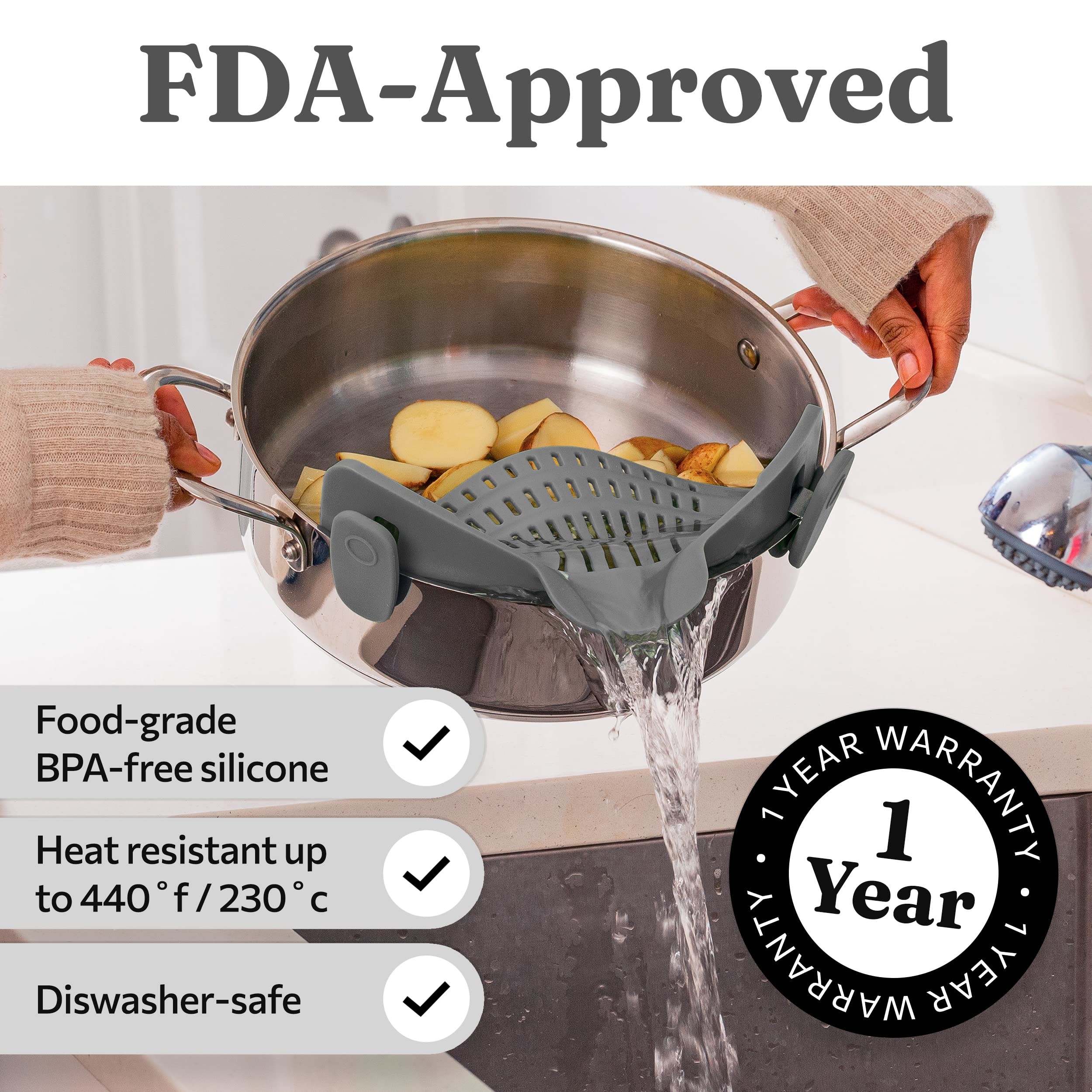 BPA Free Silicone Clip On Strainer For All Pots And Pans Pasta Strainer Clip On Food Strainer For Meat Vegetables Fruit