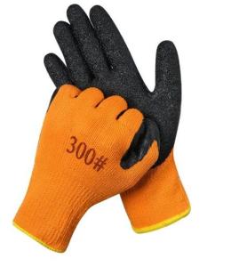 Wholesale Orange Winter Latex Thermal Gloves 7 Gauge Latex Dipped Gloves Terry Liner Palm Coated from china suppliers