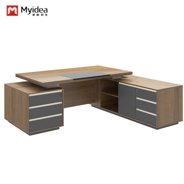 Walnut Color Modern Manager Office Desk Commercial Furniture Support customizati