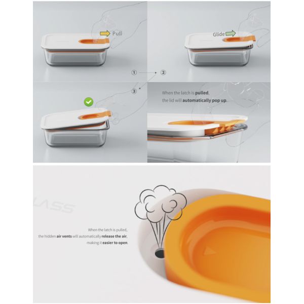 IKOO New arrival One-Handed Opening Leak-proof Glass Food Container