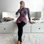 Women Muslim Swimsuit Islamic Sunscreen Muslimah Swimming Suit Calico Gini