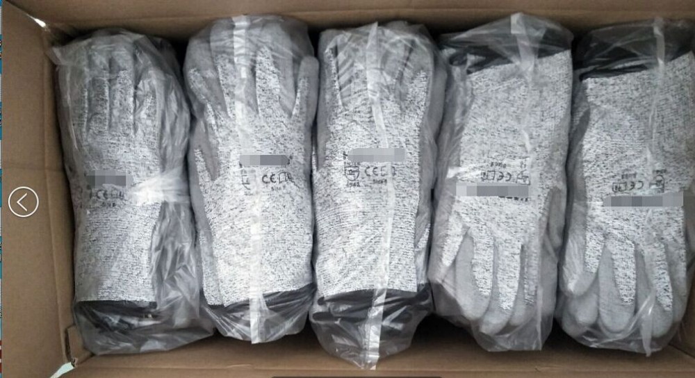 Highly Durable HPPE PU Coated Cut Resistant Level 5 Safety Work Gloves for Industrial