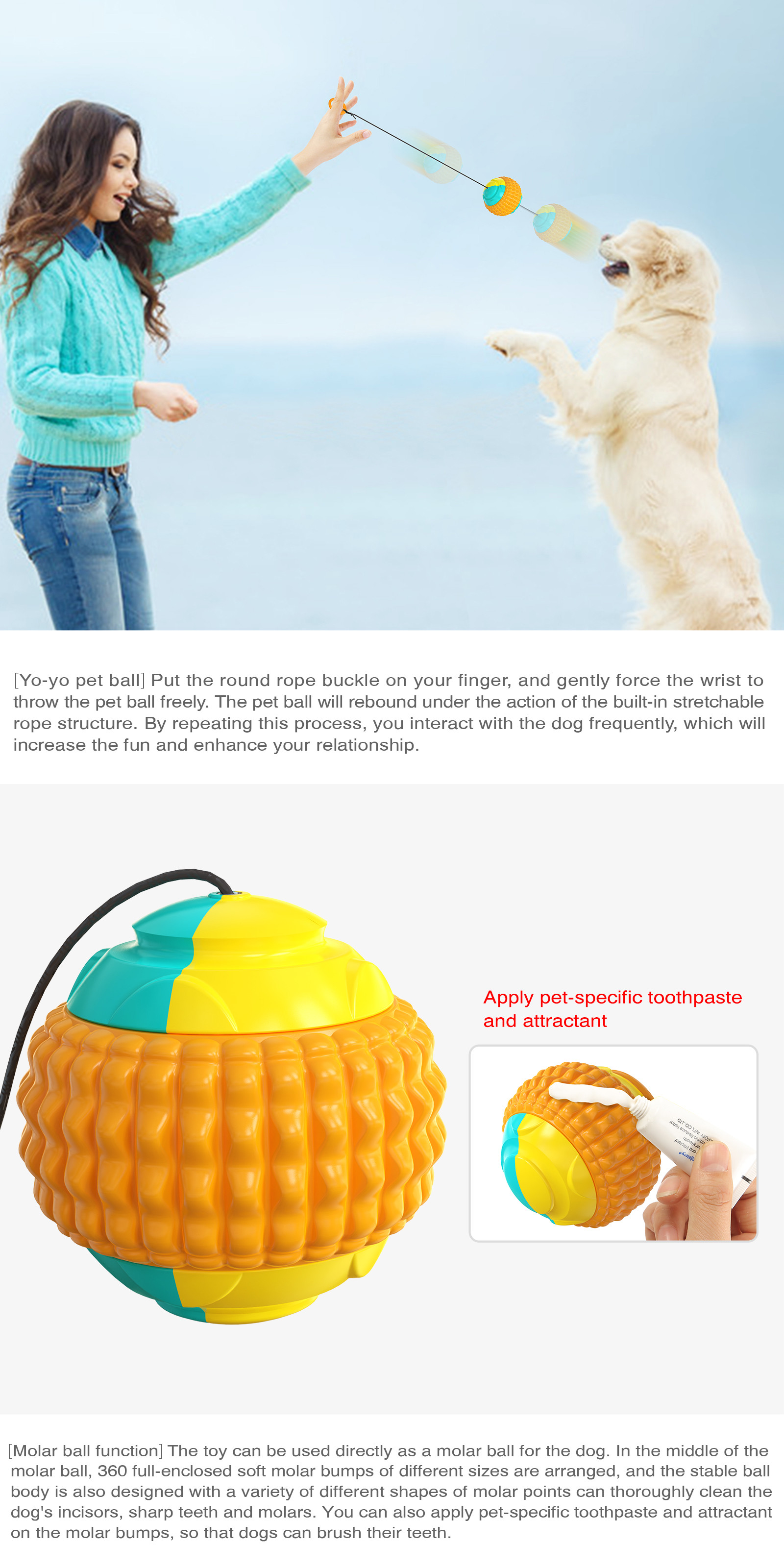 Bite Resistant Chewy Treat Ball Stretchable Throw Ball Dog Toy