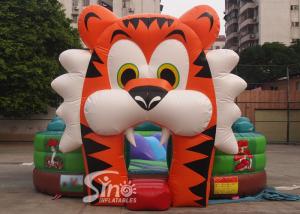 Wholesale 25'x18' indoor big tiger inflatable toddler bouncy castle made of lead free material for family backyards from china suppliers