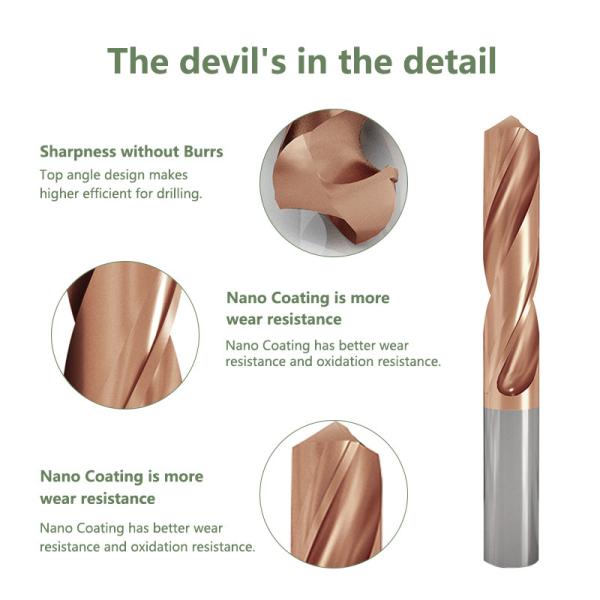 Custom Carbide Tungsten Drill Bit Hss Straight Taper Shank 2 Flutes