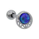 Earring Cartilage Daith Piercing Jewelry Hollow Moon Shaped Inlaid With Opal Gem