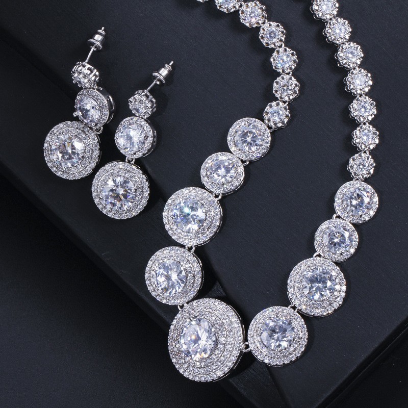 AAA CZ CZ Crystal Necklace Pendant Necklace Rhinestone CZ Jewelry Set Women Wedding Necklaces Jewelry for Gift