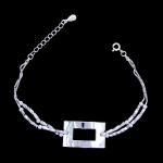 Cross Shape Sterling Charm Bracelet / Thick Silver Bracelet For European
