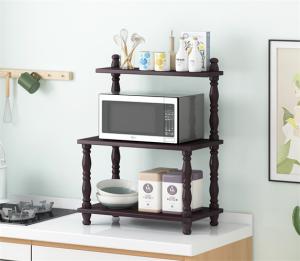 Wholesale Kitchen Baker Double Layer Microwave Oven Rack Stand Wood Frame from china suppliers