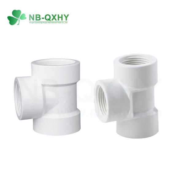 6000LBS Pressure Rating White UPVC PVC BSPT Female Reducer Threaded Tee for
