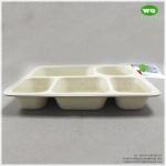 5 Compartments Unbleached Bagasse Tray-China Factory Offer Eco-friendly Fast