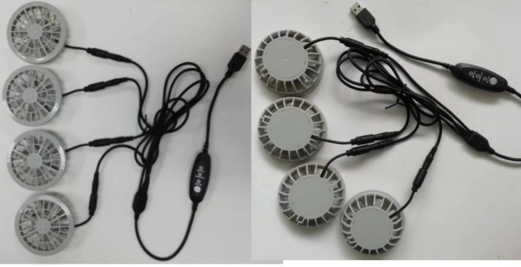 5V Jacket Cooling Fan 4pcs In One USB Switch Cable Control Speed