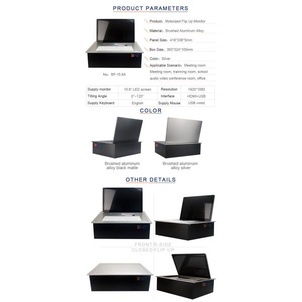 BNT New Product 120 Degree Flip up Angle Supply Keyboard and Mouse Flip up Motorized Monitor Lift
