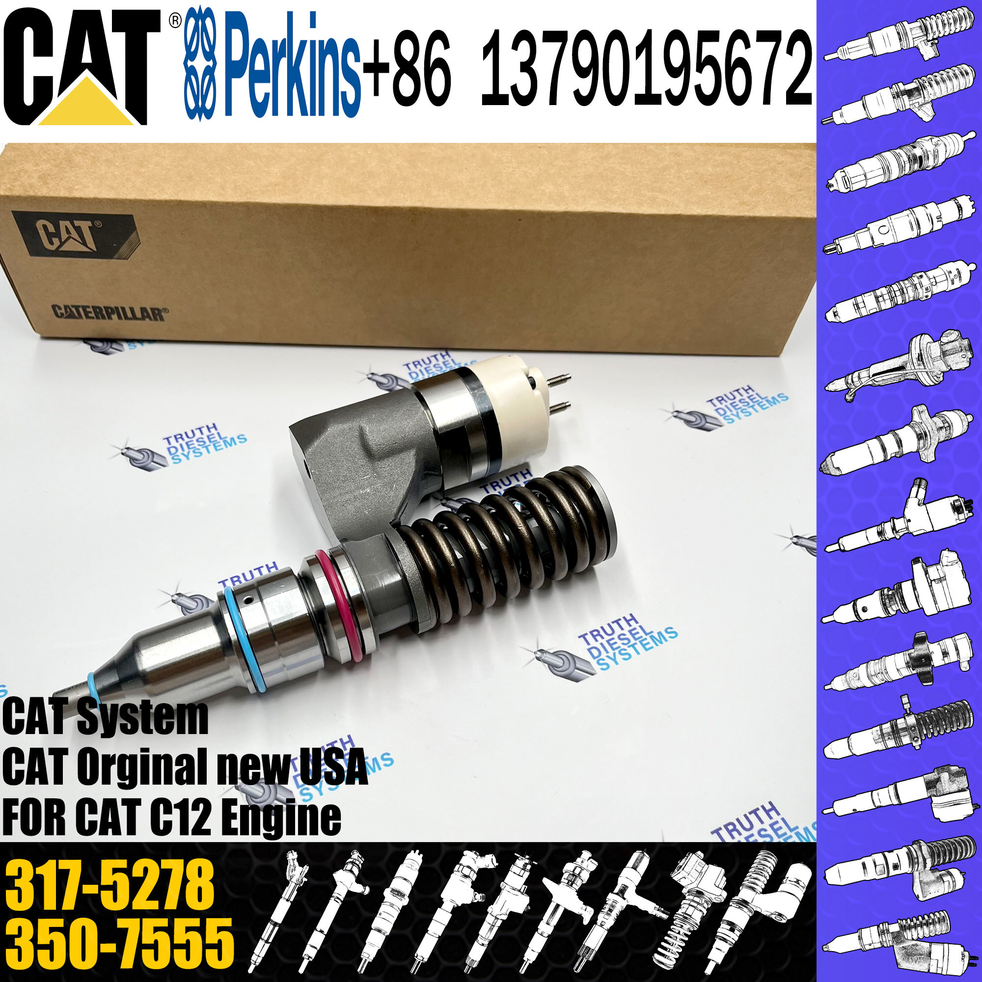 diesel fuel common rail injector 20R-0055 20R0055 3175278 317-5278 for CAT Excavator 3176 3196 C10 C12