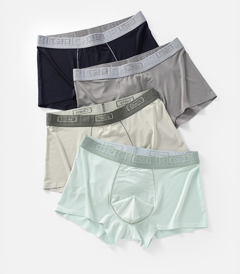 Modal Breathable Mid Waist Boxer Briefs Comfortable U Convex Men'S Underwear