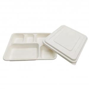 China Biodegradable Food Box White Color Food Grade Sugarcane Pulp Material Non Pollution on sale