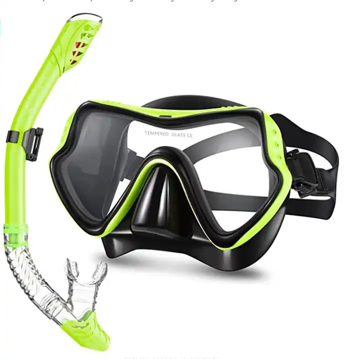 High Quality Adult Snorkel Diving Scuba Set With Anti-Fog Coated Glass Purge Valve And Anti-Splash Silicon Mouth Piece