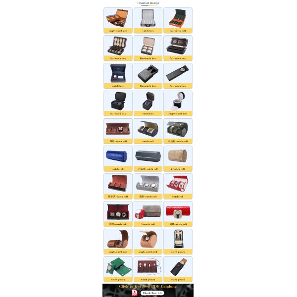 OEM PU Leather Watch Roll Handmade Pattern Display Storage Case Protective Customized