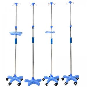 Wholesale Hospital Four Legged Mobile Stainless Steel Infusion Set IV Pole Drip Rack With Wheels from china suppliers