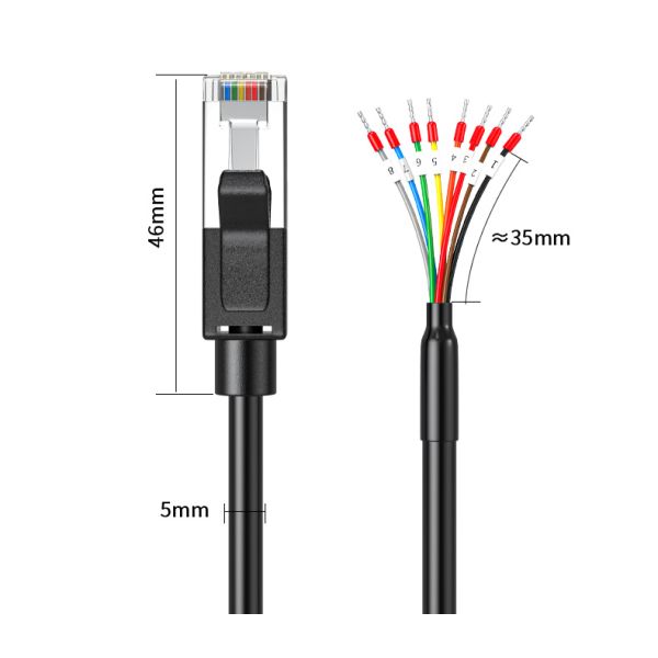 Network RJ45 8P8C Connector to 8 Pin Ferrule Terminals Cable 150cm for RS 232 485 Comunication