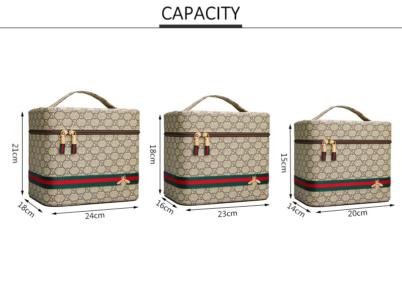SGS Dustproof Pu Leather L24cm Makeup Storage Case