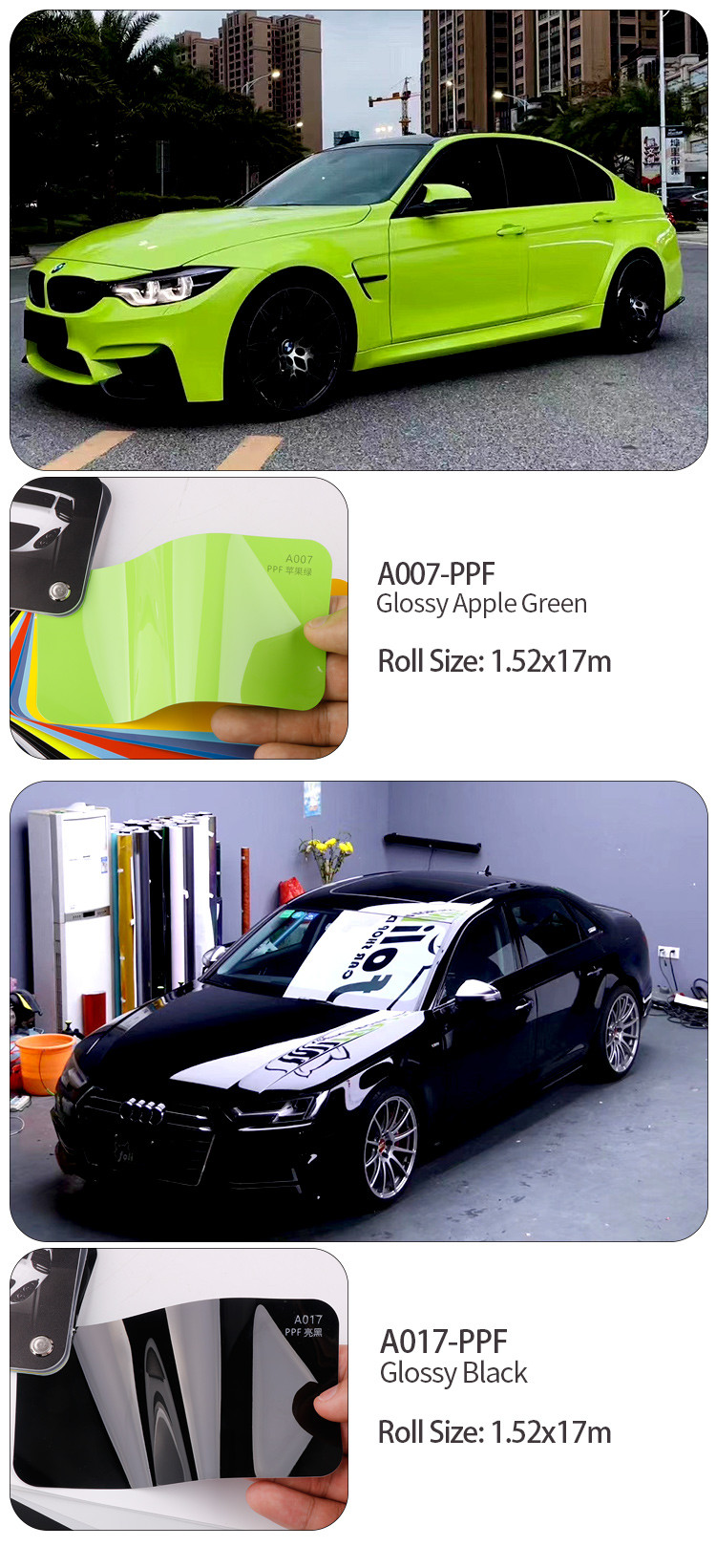 XUSHIELD Popular color car film Acid green car sticker self healing tph PPF Car Vinyl wrap Film for vehicle body