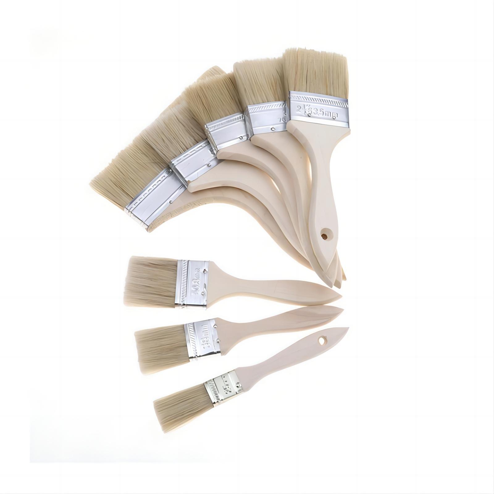 Custom Logo Wall Painting Wooden Handle Paint Brushes with Stainless Steel Ferrule