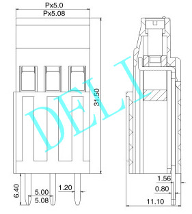 24-12AWG Wire Range Pluggable Terminal Block 2P 3P Poles DL129H-XX-5.0/5.08 300V 25A
