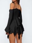 Dating Solid Halterneck Dress Classic Ruffle Rrim Casual Dress For Ladies