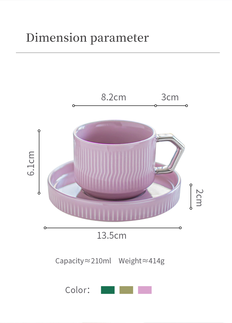 Business Gifts Ceramic Tea Cup Set Nordic Porcelain Coffee Cup And Saucer With Silver Grip